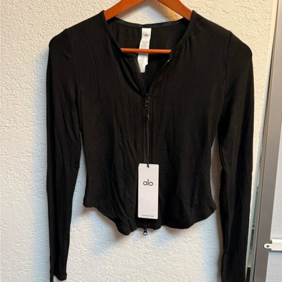 ALO Yoga Women's Black double Zip-Up Cropped Jacket size small and medium - Picture 5 of 5